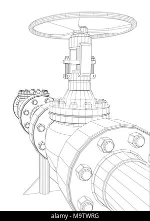 Wire-frame industrial valves Stock Photo