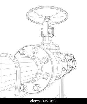 Wire-frame industrial valves Stock Photo