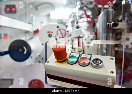 Control panel with buttons for switching industrial equipment Stock Photo