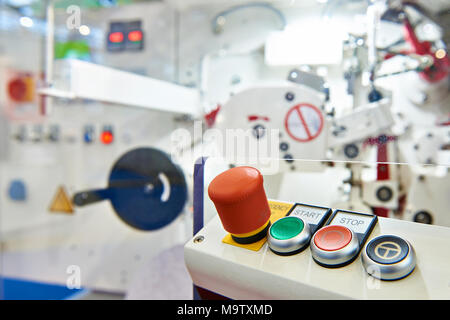 Control panel with buttons for switching industrial equipment Stock Photo