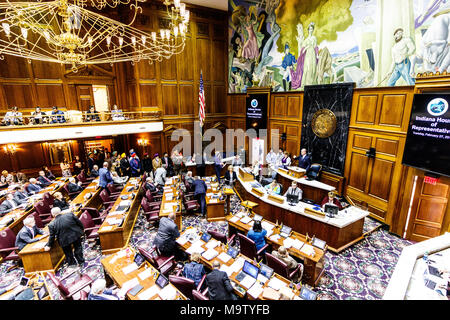 Indianapolis - Circa February 2018: Indiana State House of Representatives in session making arguments for and against a Bill IV Stock Photo