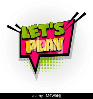 Let's play gamer game comic book text pop art Stock Vector