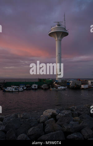Uskudar vessel traffic radar tower at sunrise Istanbul Turkey Stock Photo
