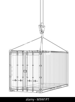 Cargo container. Wire-frame style Stock Photo