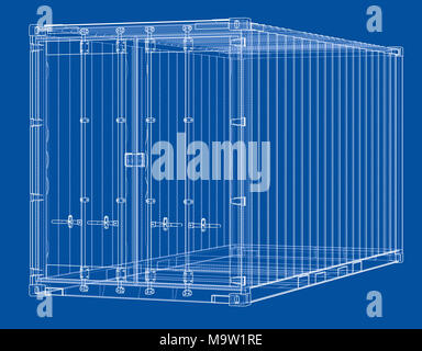 Cargo container. Wire-frame style Stock Photo