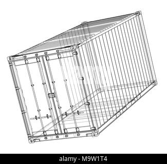 Cargo container. Wire-frame style Stock Photo