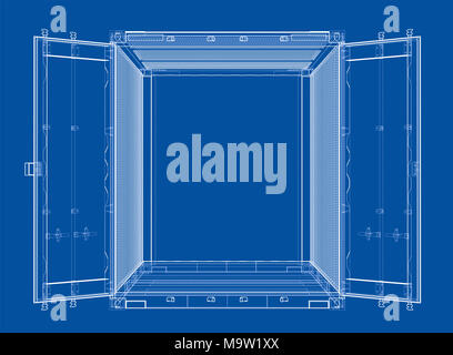 Cargo container. Wire-frame style Stock Photo