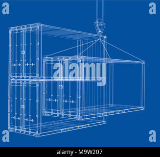 Cargo container. Wire-frame style Stock Photo