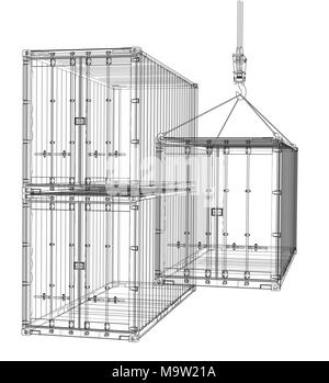 Cargo container. Wire-frame style Stock Photo