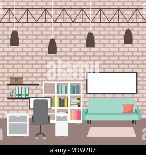 interiores workspace coffee shop restaurant Stock Vector
