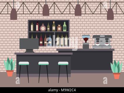 interiores workspace coffee shop restaurant Stock Vector