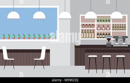 interiores workspace coffee shop restaurant Stock Vector