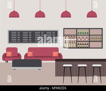interiores workspace coffee shop restaurant Stock Vector
