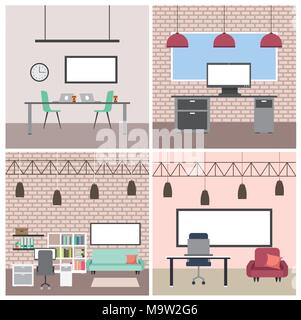 interiores workspace coffee shop restaurant Stock Vector