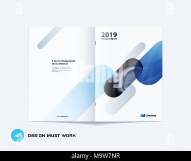 Abstract brochure design, modern annual report, centerfold cover, flyer in A4 with colourful rounded rectangles Stock Vector