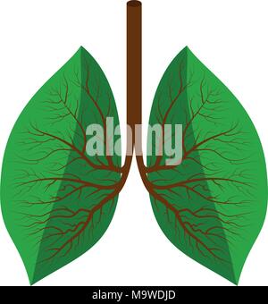 Vector Illustration drawing art  eco or healthy lungs logo on white background save the world concept Stock Vector