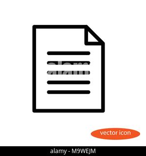 Vector linear image of a sheet of paper with five lines, a flat line icon. Stock Vector