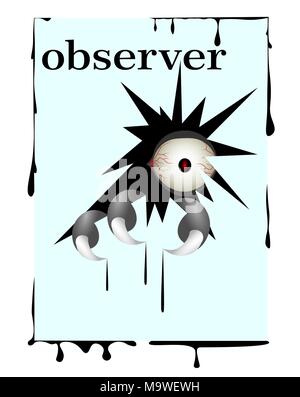 T-shirt design, monsters observer illustration Stock Vector