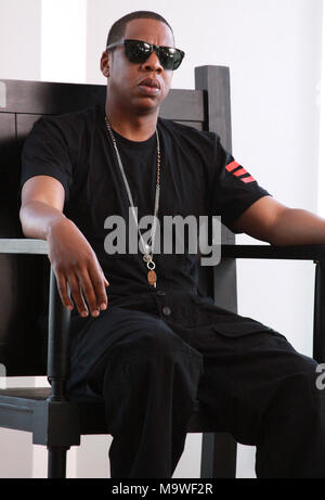 Jay-Z on the set of his Rocawear Commercial Ad, while celebrating