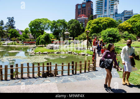 Buenos Aires Argentina,Recoleta,Japanese Garden Jardin Japones,botanical,carp lake,adult adults man men male,woman women female lady,couple,skyline,pa Stock Photo