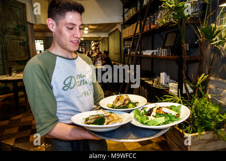 Buenos Aires Argentina,The Dandy Libertador Bar & Grill,restaurant restaurants food dining cafe cafes,interior inside,dining,man men male,waiter waite Stock Photo