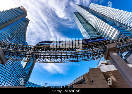 Vdara express and view of the Vdara hotel and spar and Aria Resort and Casinon, Las Vegas, Narvarda, U.S.A Stock Photo