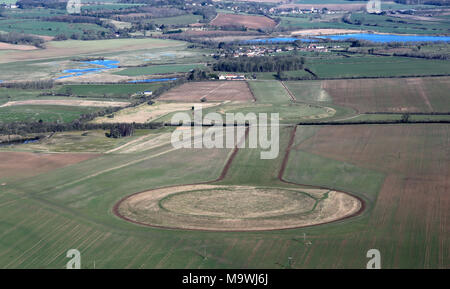 aerial view of The Thornborough Henges near Masham in North Yorkshire Stock Photo