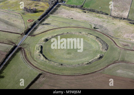 aerial view of middle henge of Thornborough Henges near Masham in North Yorkshire Stock Photo