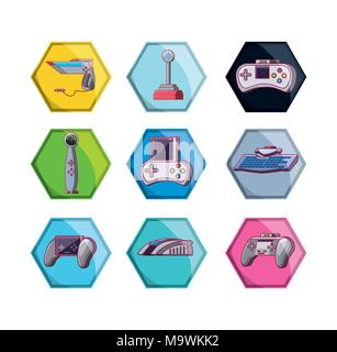 video game scene set icons vector illustration design Stock Vector