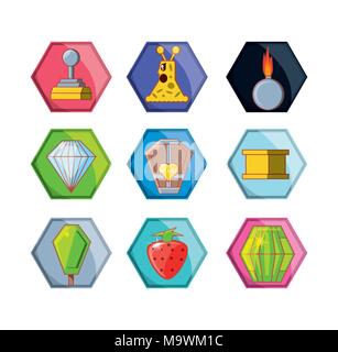 video game scene set icons vector illustration design Stock Vector
