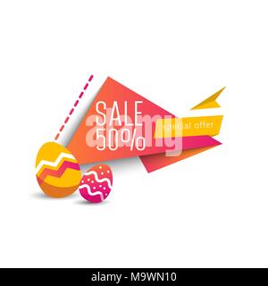 Easter color banner with eggs Stock Vector