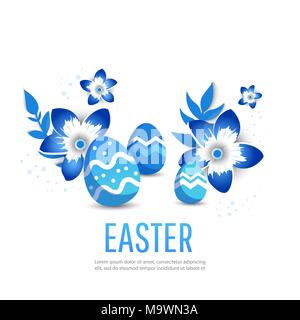 Easter color banner with colored eggs Stock Vector