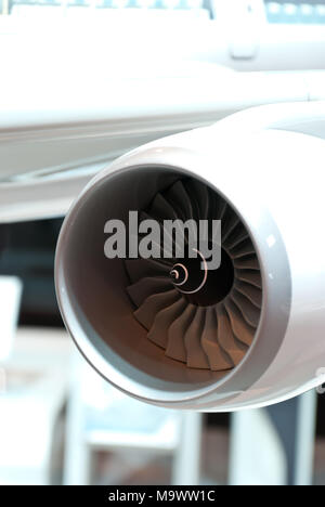 Turbine Blades. Close-up of a large jet engine turbine blades Stock ...