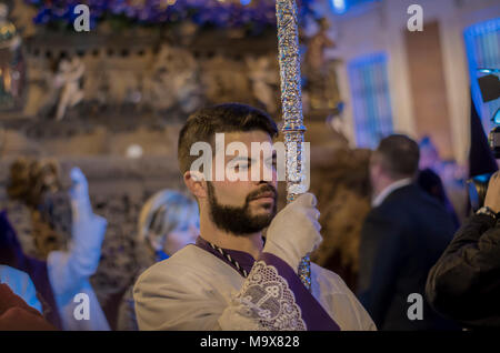 Madrid, Spain. 28th Mar, 2018. The traditional Easter procession of the Brotherhood of the Gypsies took place in Madrid running through the main streets of the city. Credit: Lora Grigorova/Alamy Live News Stock Photo