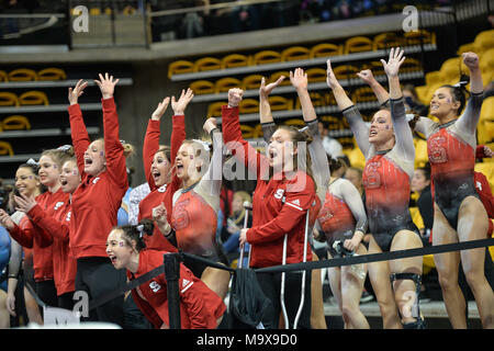 Towson, Maryland, USA. 24th Mar, 2018. The NC State Gymnastics Team