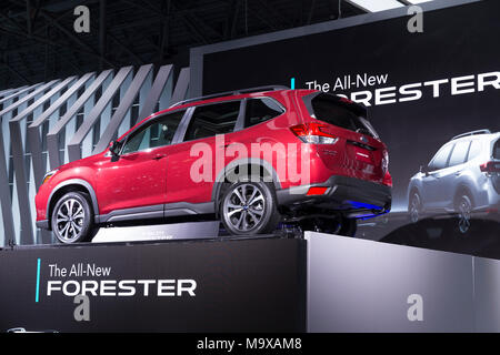 New York, USA. 28th Mar, 2018. Subaru Forester SUV 2019 on display at 2018 New York International Auto Show at Jacob Javits Center Credit: lev radin/Alamy Live News Stock Photo