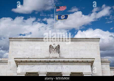 Facade of Federal Reserve Building in Washington DC Stock Photo