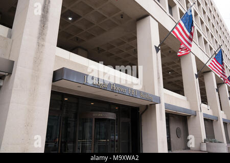 WASHINGTON, DC - MARCH 14, 2018: Front facade of the J. Edgar Hoover FBI Building in Washington DC Stock Photo