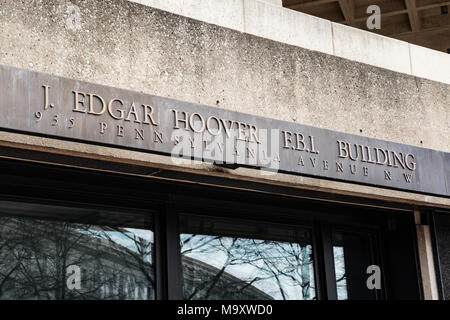 WASHINGTON, DC - MARCH 14, 2018: Front facade of the J. Edgar Hoover FBI Building in Washington DC Stock Photo
