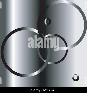 Vector design of shining glossy silver or black circles on gradient black and white background Stock Vector