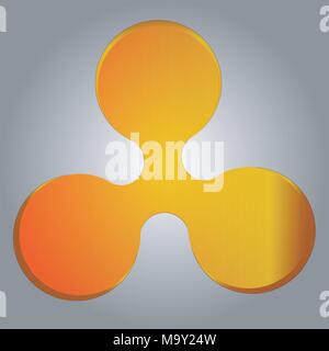 Vector illustration: Crypto coin icon of Ripple (XRP) on isolated grey background . Name of the crypto currency Ripple (XRP). Digital currency Stock Vector