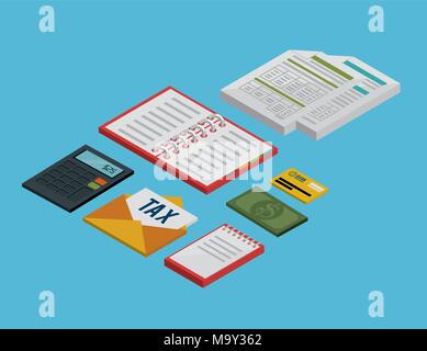 tax day time set icons Stock Vector