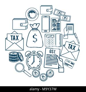 tax day time set icons Stock Vector