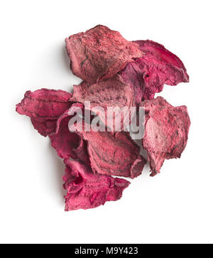 Dried beetroot chips isolated on white background. Stock Photo