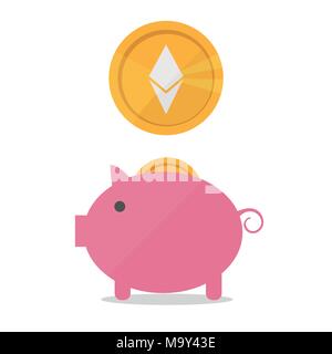 Earnings Ethereum icon in trendy flat style isolated on white background Stock Vector