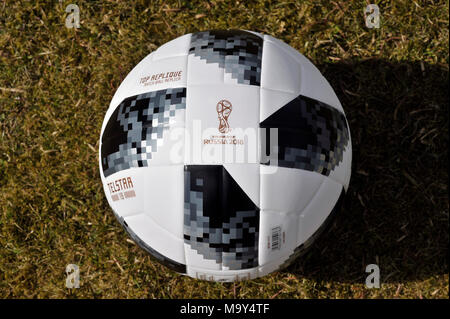 The adidas Telstar 2018 world cup replica a white background Photo - Alamy