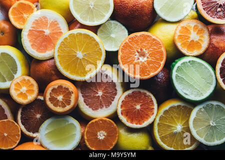 Mix of different citrus fruits closeup Stock Photo