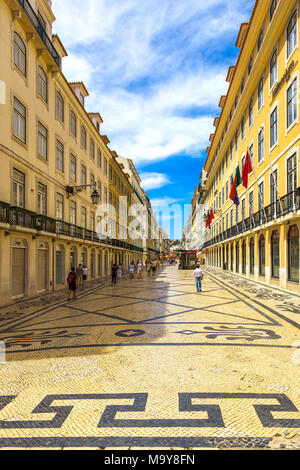 Rua Augusta The Main Shopping Street In The Centre Of Lisbon Portugal 