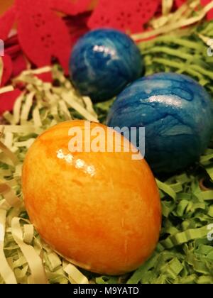 colorful easter eggs lying in grass, theme for easter, Stock Photo