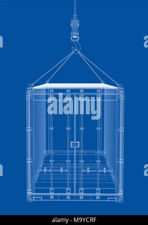 Cargo container. Wire-frame style Stock Photo